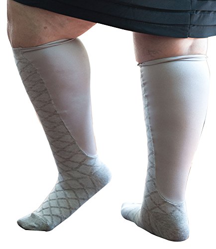 Xpandasox Women's Plus Size/Wide Calf Cotton Blend Diamond Knee High Socks