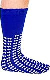 Wraparound Treaded Slip Stop Socks 360-Degree Tread (Blue XXXL Extra Wide Bariatric) (4 Pairs)