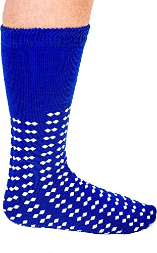 Wraparound Treaded Slip Stop Socks 360-Degree Tread (Blue XXXL Extra Wide Bariatric) (4 Pairs)