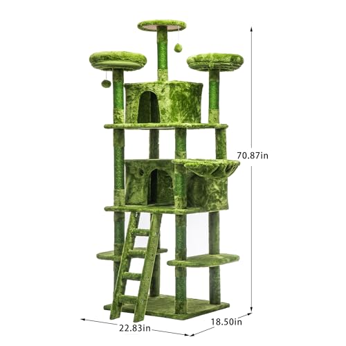 Rascador para gatos verde con 7 niveles y 2 condos miniatura 2