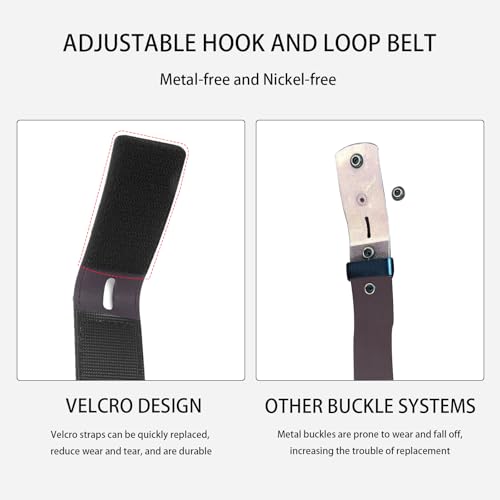 1-1/2" (38mm) Leather Belt Without Buckle Hook and Loop Belt Strap for Interchangeable Buckles3