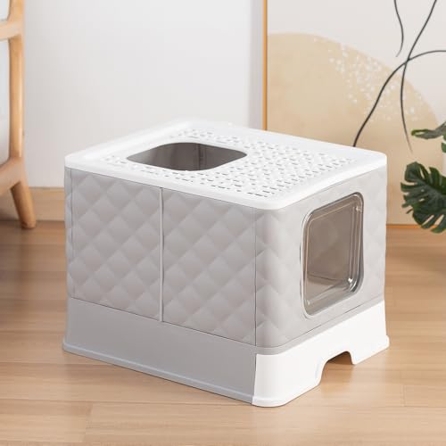 Caja de arena plegable para gato, extra grande con puerta superior miniatura 3