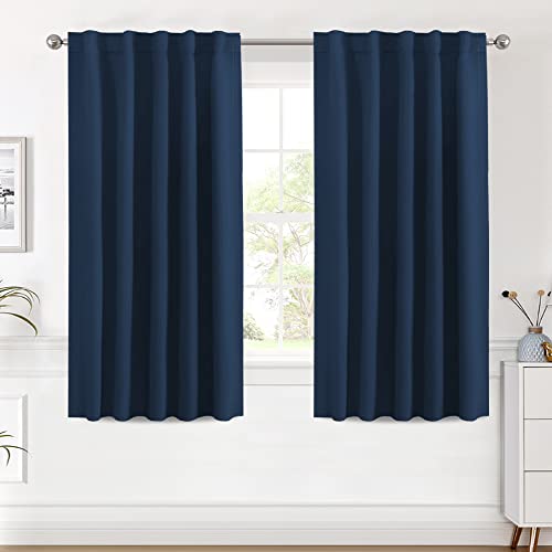 Image of H.VERSAILTEX Blackout Curtains Thermal Insulated Window Treatment Panels Room Darkening Blackout Drapes for Living Room Back Tab /Rod Pocket Bedroom Draperies (2 Panels, Navy Blue, 42 x 54 Inch)
