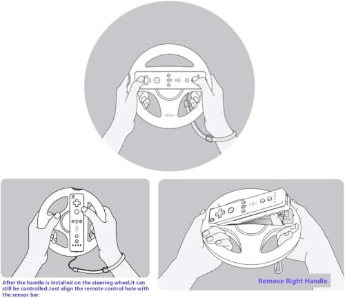 Image of Arrocent Steering Wheel and Zapper Gun Set Compatible with Wii Wii U Remote (Pack of 2, Red)