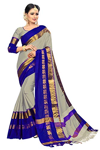 VAIVIDHYAM Women’s jacquard Designer New Cotton Silk Saree with Blouse Piece
