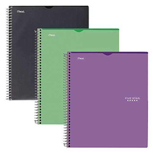 Five Star Interactive Notetaking, 1 Subject, College Ruled Spiral Notebooks, 100 Sheets, 11 x 8-1 2 inches, Customizable, 3 Pack (38591)