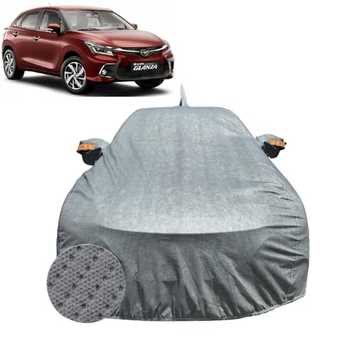 Image of Car Cover for Toyota Glanza (2022-2026) | 100% Waterproof Cover with Antenna & Reflective Mirror Pockets | Dustproof, Scratchproof, Heatproof Glanza Car Cover |Soft Cotton Lining| Grey