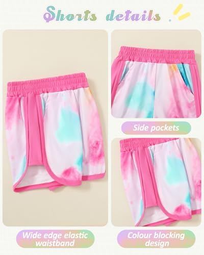 SANMIO Toddler Girl Clothes Summer Toddler Sweatsuit 2-3T Girls Casual Sets Color Block Short Sleeve Shorts 2 Piece Outfits — view 5