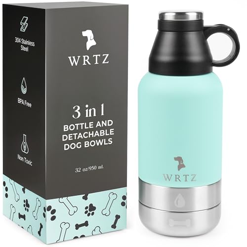 Portable Dog Water Bottle with 2 Bowls
