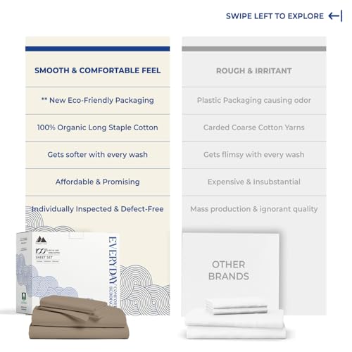 Image of Mayfair Linen Organic Cotton Sheets Full Size, 16 inch Deep Pocket, Taupe