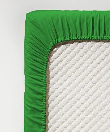 Spannbettlaken Fleuresse Colours Uni-Mako-Satin in Grasgrün