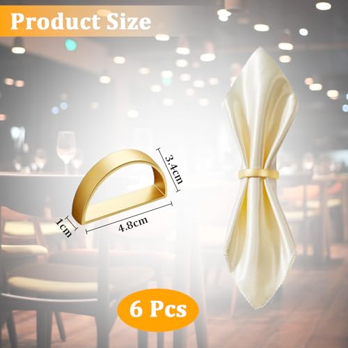 Napkin Rings Set of 6, Gold Napkin Rings Semicircle Metal Napkin Holder | Elegant Napkin Ring Gold | Napkin Buckle for Table Decoration, Valentine Day, Thanksgiving, Christmas, Anniversary Dinners - Cosy Home Interiors Napkin Rings Set of 6, Gold Napkin Rings Semicircle Metal Napkin Holder | Elegant Napkin Ring Gold | Napkin Buckle for Table Decoration, Valentine Day, Thanksgiving, Christmas, Anniversary Dinners - Image 2