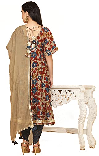 Image of Anyra Women's Muslin Floral Regular Kurta Bottom with Dupatta