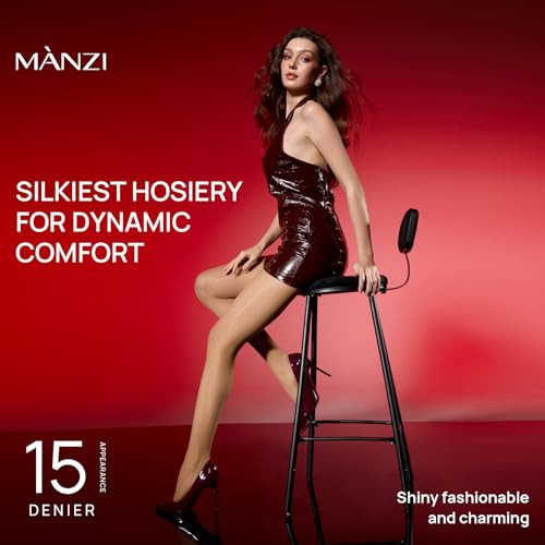 MANZI Women's Shiny Pantyhose Sheer Shimmer Tights High Waist Oil Shimmery Ultra Silky Nylons Pantyhose2