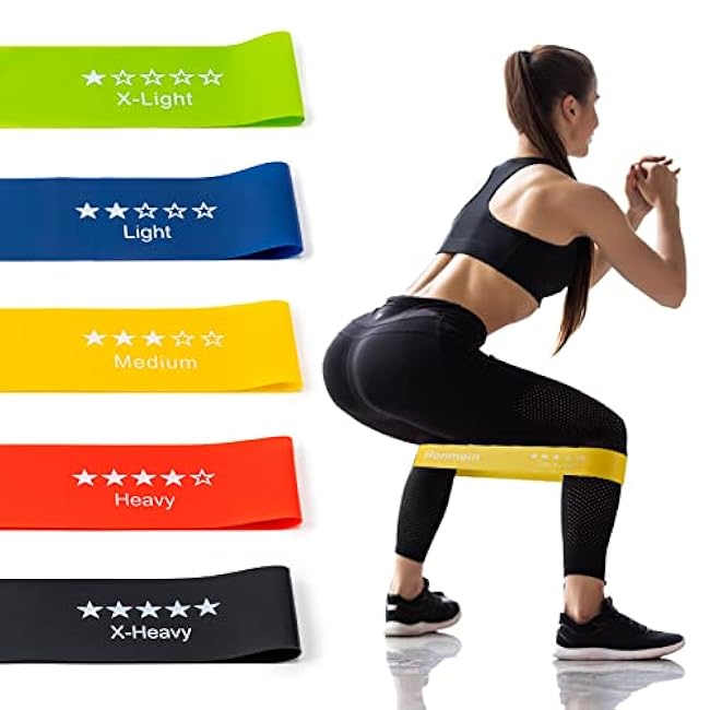 Resistance Bands for Working Out, Exercise Bands with 5 Resistance Levels Fit for Home Fitness, Strength Training, Natural Latex Resistance Band Include Instruction Guide and Carry Bag