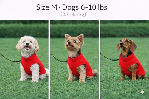 Image of JACKO & CO - Fleece Vest Dog Sweater with Leash Ring - Soft, Warm & Lightweight Pullover Coat for Small & Medium Dogs, Puppies & Cats - Cozy Fall /Winter /Spring Pet Jacket (Red, Medium 6-10lbs)