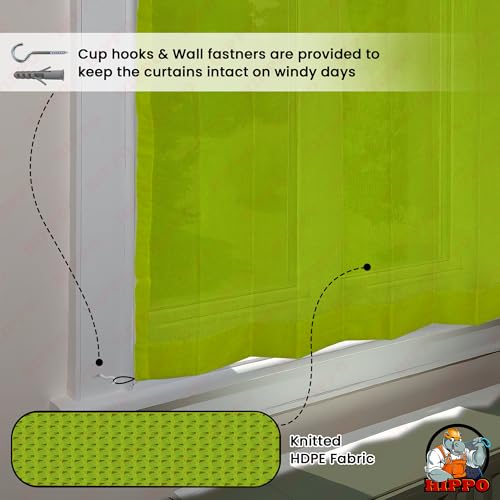 Image of HIPPO 180 GSM HDPE Outdoor Loop Curtain for Balcony & Patio Sun Blocking, UV Protection & Light-Filtering Curtains(Lime-Grass- 3FTX9FT) Pack of 1