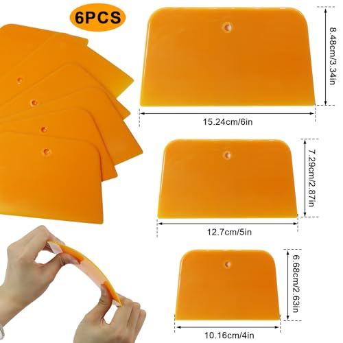 Image of Body Filler Spreaders, 6PCS Plastic Spreader,4, 5, 6 Inch Reusable Automotive Body Fillers Hard for Applying Fillers, Putties, Glazes, Caulks and Paint
