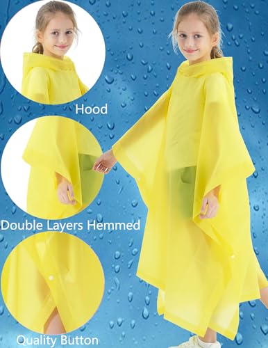 Image of Rain Poncho for Kids(2 Pack) Waterproof Reusable EVA Raincoat One Size Rain Jackets for Children,Boys and Girls