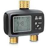 Brandson - Bewässerungscomputer 2 Ausgänge - LCD-Display – Bewässerungssystem Garten - 2 Zonen Bewässerungssteuerung digital – integrierter Wasserfilter - Bewässerung für Balkon Garten Terrasse