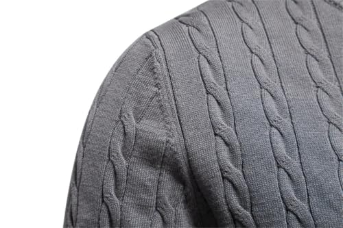 Mens Cotton Sweaters Round Neck Classic Twist Patterned Pullover Knitted Sweater2