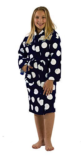 Shower Polka Dot Robes Girls Cover Up Towels for Beach, Swimming Pool, Navy, X Large