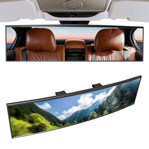 Broadway Car Rear View Mirror HD Anti Glare Universal 12 Inch large Field of View Panoramic Rearview Mirror with Wide Angle Blue Tint for Car SUV and Truck12 Inch White
