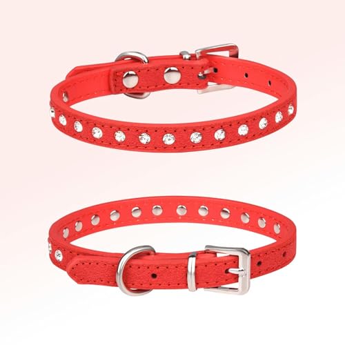 ラインストーン クリスタル キラキラ グリッター 高級レザー 犬 猫用首輪 メタルバックル ペット 猫 子犬 犬用首輪 ネックレス 11色