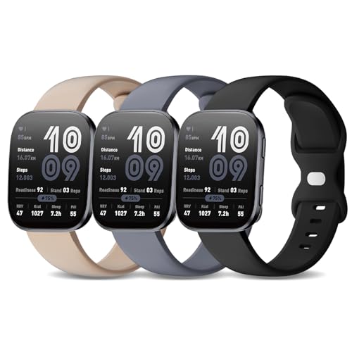 Image of 3 Pack Watch Bands Compatible with Amazfit Bip 6 /Bip 5 /Active Max /Bip Max /Balance 2 /Balance,22mm Soft Silicone Replacement Sports Strap for Amazfit GTR 4 /3 Pro /3 /2 /Cheetah Women Men