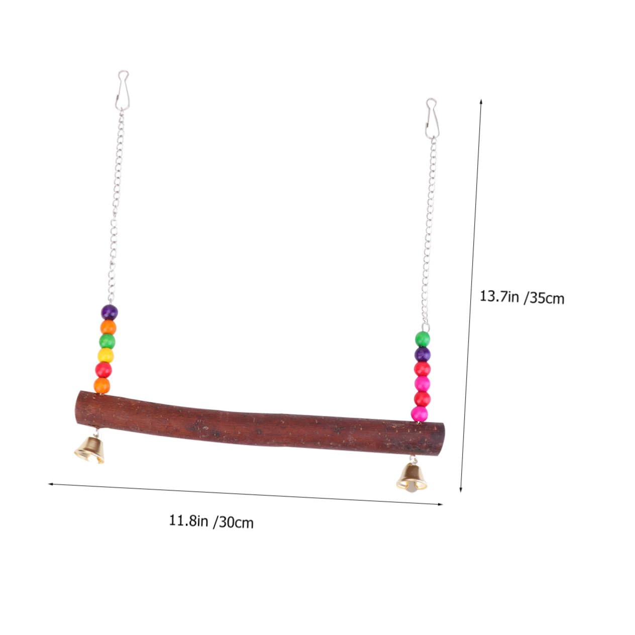 Toddmomy Parrot Wooden Swing with Beads Hanging Bird Swing for Parrots for Climbing and Exploring Safe Material Design Engaging Bells for Your Bird Playtime