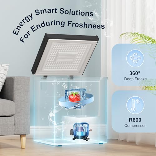 Image of 5.0 Cu Ft Chest Freezer - Compact Deep Freezer with 7-Level Thermostat, Removable Basket & Top Opening, for Home Kitchen(Black,5.0)