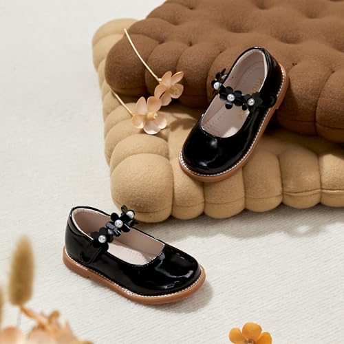 Image of Kiderence Toddler Girl Mary Jane School Uniform Dress Shoes Oxford Flats | Wide Toe Box Great Comfort for Student Shoe and Flower Girl Shoe for Wedding, Parties, Church