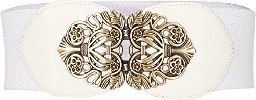 BlackButterfly 3 Pouces de Large Élastique Boucle Vintage Ceintur (Blanc, XL) Cover