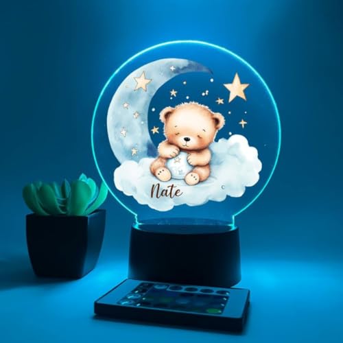 New Baby Teddy Blue Bear Nursery Boys Night Light Up