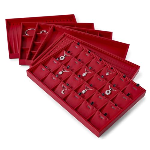Papten 24-Grid PU Leather Jewelry Tray for Ring & Earring Storage Red by Papten - Image 8