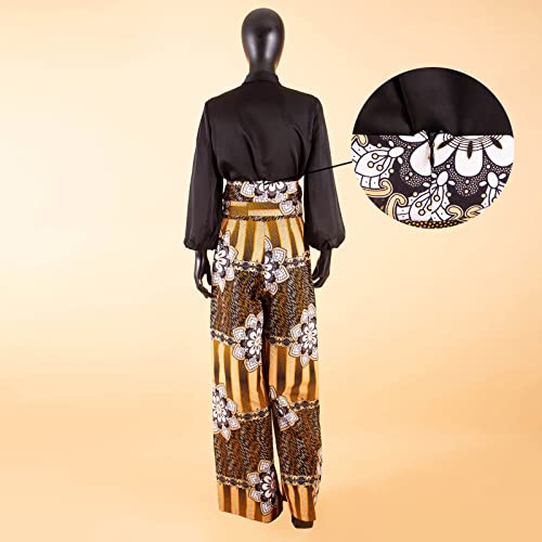 African Pants for Women Ankara Print Long Pants with Sashes High Waist Plus Size3