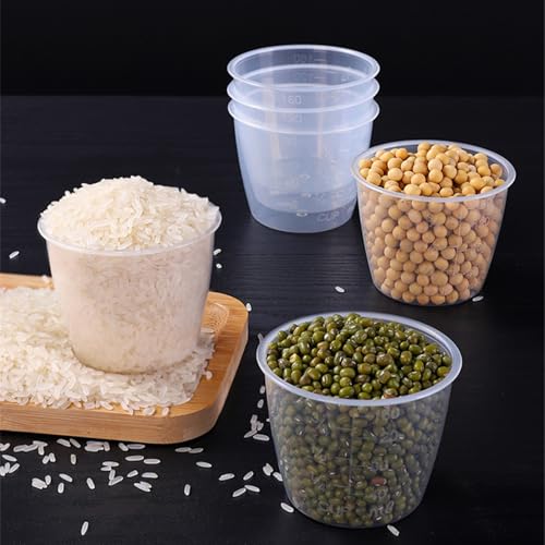 Set de 7 vasos medidores de plástico 160ml y paletas para arroz miniatura 3