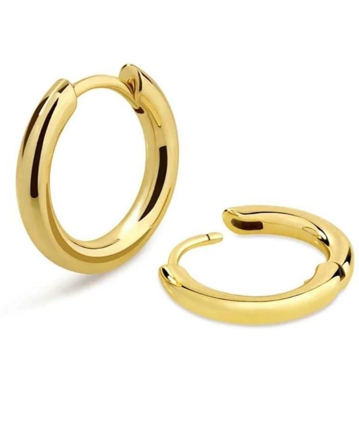 Fashion Hoop Earring for Men, Stainless Steel Huggie Hoop Earrings, Gold Tone Finish