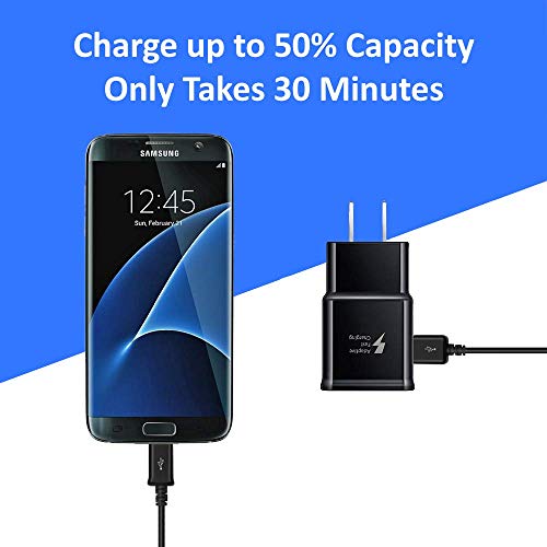 Samsung Adaptive Fast Charging Wall Charger With 5 Feet/1.5 Meter Micro Usb 2.0 Cable Kit Set Compatible With Samsung Galaxy S7/S7 E/S6/S6 E/Note5/4 /S4/S3/Mp3 And Others #TOP5