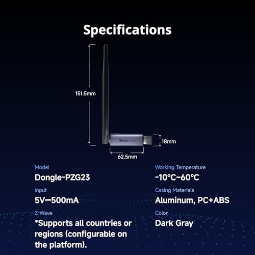 Image of SONOFF Z-Wave 800 Dongle Plus (Dongle-PZG23), USB Stick with EFR32ZG23, Compatible with Home Assistant & openHAB, S2 Security, Stable and Long-Range Smart Home Control