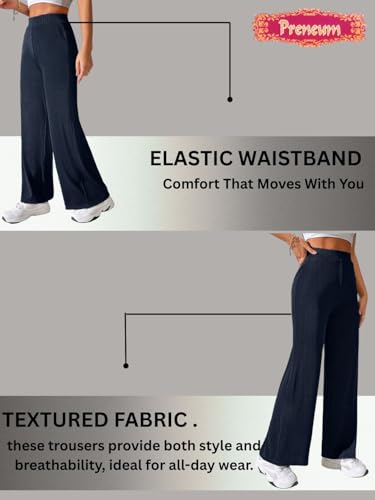 Image of Prenuem Women's High Waist Flared Korean Trousers, Trendy Casual Wear for Daily & Travel Use (Available in Plus Size)