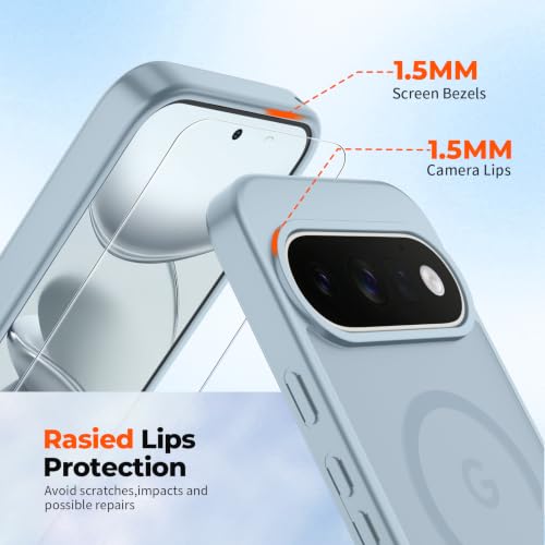Image of SUPFINE Magnetic for Google Pixel 11 Pro XL Case - Sliver Blue | With Screen Protector,Translucent Matte,Built-in Magnets,Military Grade Drop Protection,Shockproof Phone Cover