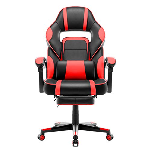 IntimaTe WM Heart Fauteuil Gaming Chaise de Gamer Ergonomique Siège Baquet Gaming avec Repose-Pied Pliable (Rouge)