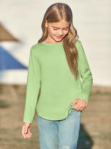 Image of Haloumoning Girls Long Sleeve T Shirts Kids Crewneck Tops 5-14 Years