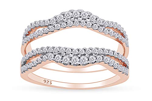Jewel Zone US Cubic Zirconia Double Infinity Wedding Ring Guard Enhancer in 14k Rose Gold Over Sterling Silver (0.49Ct)