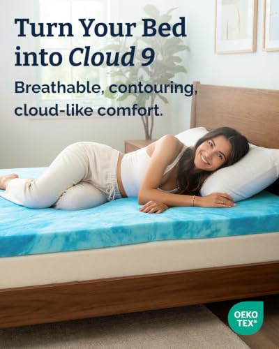 Image of 4 Inch Full Memory Foam Mattress Topper - Cooling Gel Infused Bed Topper - Soft Ventilated Mattress Pad for Pressure Relief & Pain-Free Sleep - CertiPUR-US & Oeko-TEX