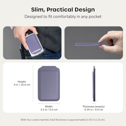 Image of Satechi Magnetic Magsafe Wallet, Double Flap Stand Card Holder, 4 Slots with Front NFC Pass-Through, Adjustable Phone Attachment for iPhone 17 /16 /15 /14 /13 /12, Travel Accessory - Purple