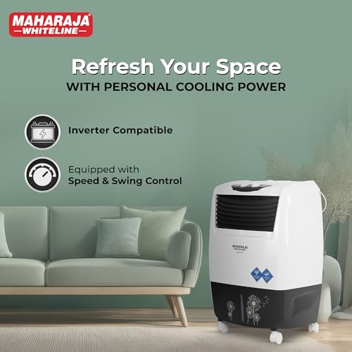 Image of Maharaja Whiteline Frost Air 25 Air Cooler | 22 Litre Anti-bacterial Water Tank | Durable Honeycomb Pads | Submersible Pump Motor | Personal Air Cooler| White and Grey | 2 Yr Warranty