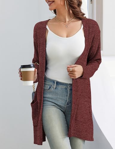 Image of OmicGot Women's Cardigans with Pockets Casual Lightweight Classic Open Front Cardigan Sweaters for Women S-XL