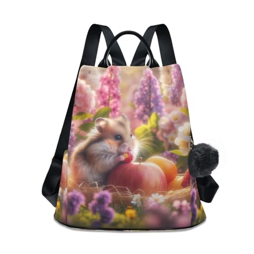Sac à dos femme motif hamster sécurisé avec système antivol étanche